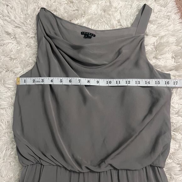 Theory Gray Draped Neck Silk Blend Sleeveless Dress with Pockets Size 6 - Picture 8 of 9
